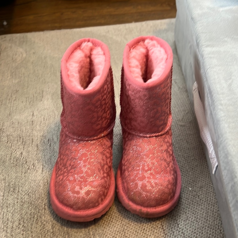 Girls Ugg Pink Sparkle Leopard Boots